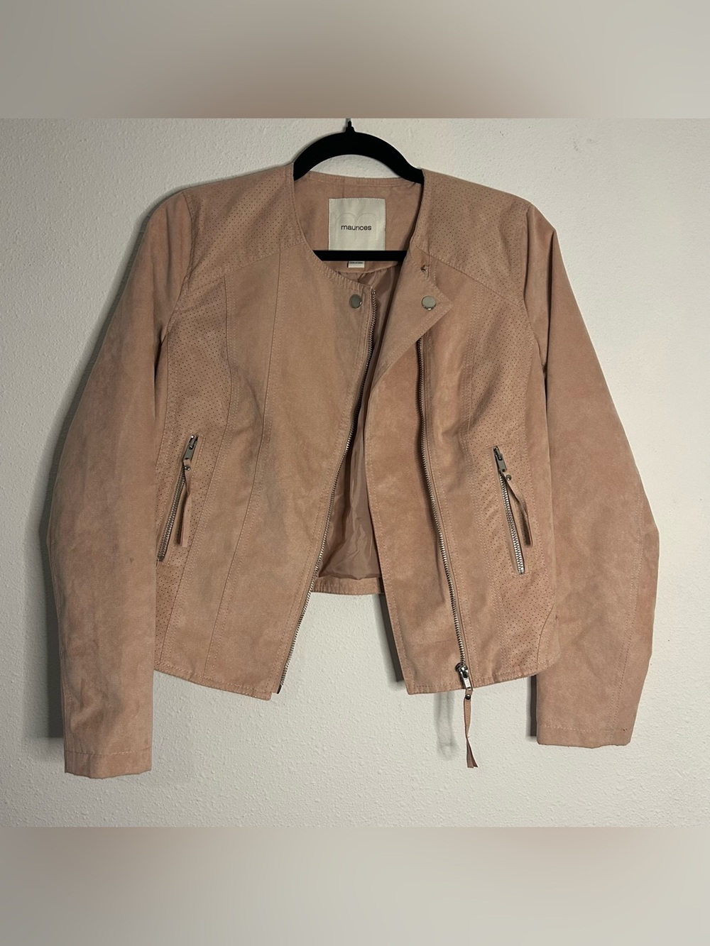 Maurices Dusty Blush Suede Moto Jacket